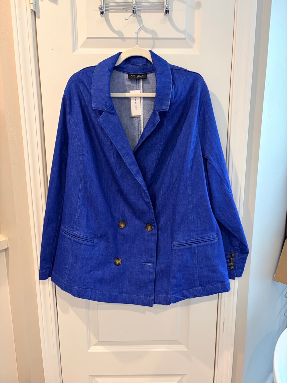 Lane Bryant Royal Blue Double-Breasted Denim Blazer